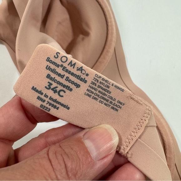 New Soma Essentials Unlined Scoop Balconette Bra Size 34C - Picture 3 of 4